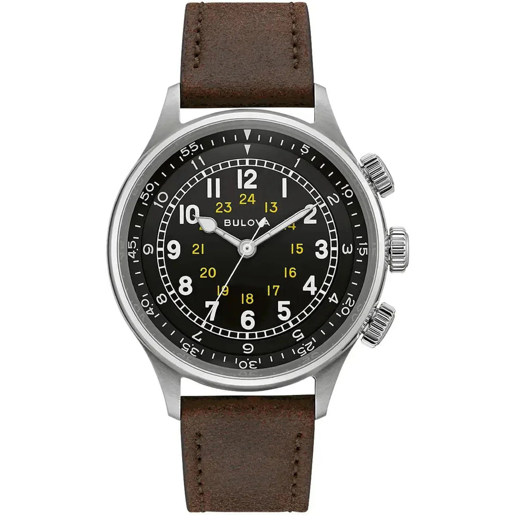 Bulova A 15 Pilot Auto Mens Black Watch 96a245
