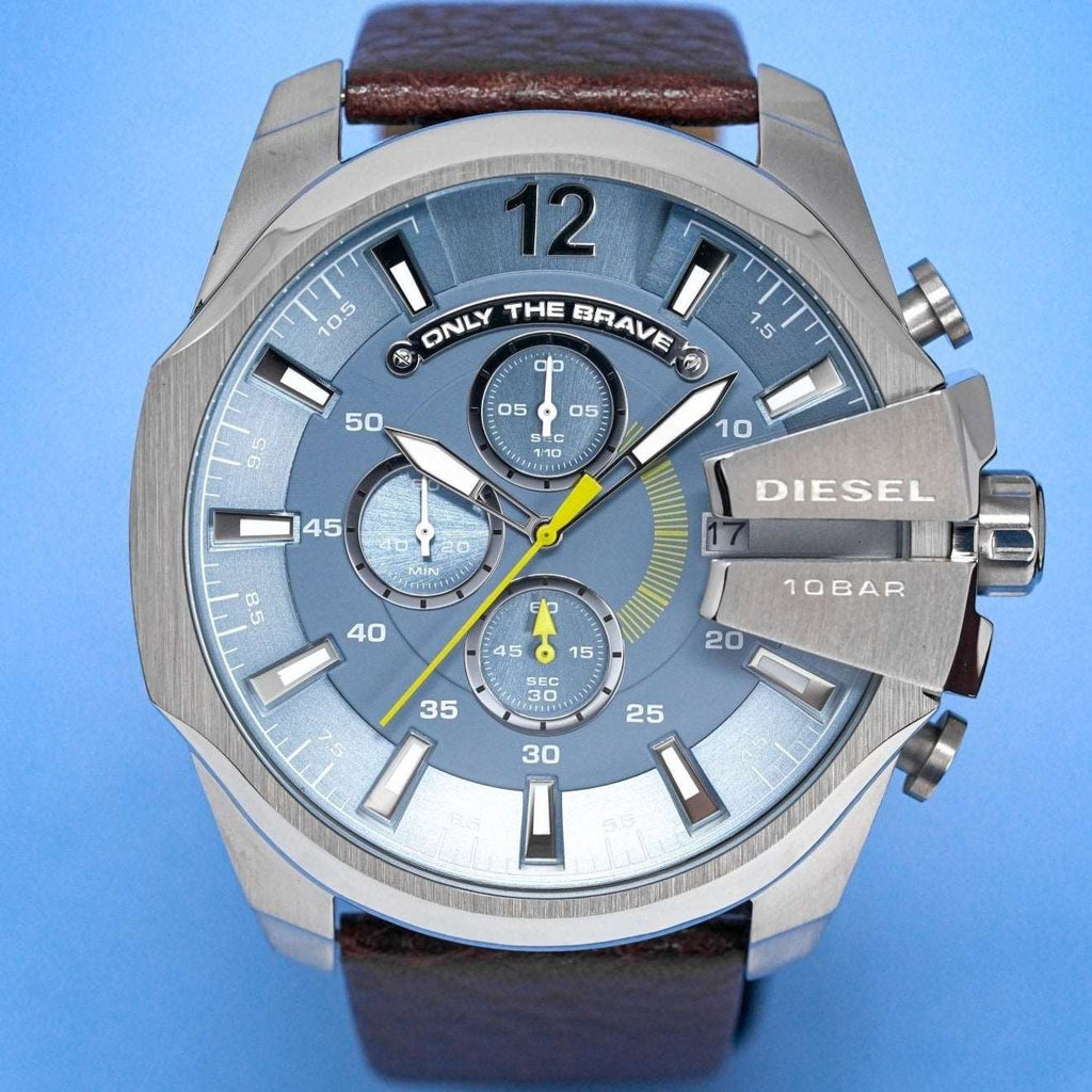 Diesel Dz4281 Men S Chronograph Mega Chief Blue Brown Watch