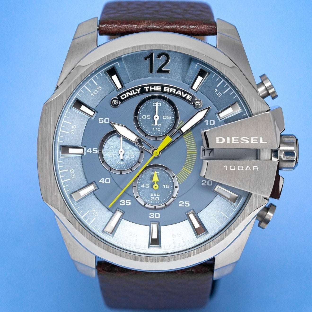 Diesel Dz4281 Men S Chronograph Mega Chief Blue Brown Watch