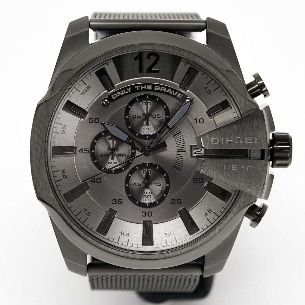 Diesel Dz4527 Men S Chronograph Mega Chief Gunmetal Mesh Watch