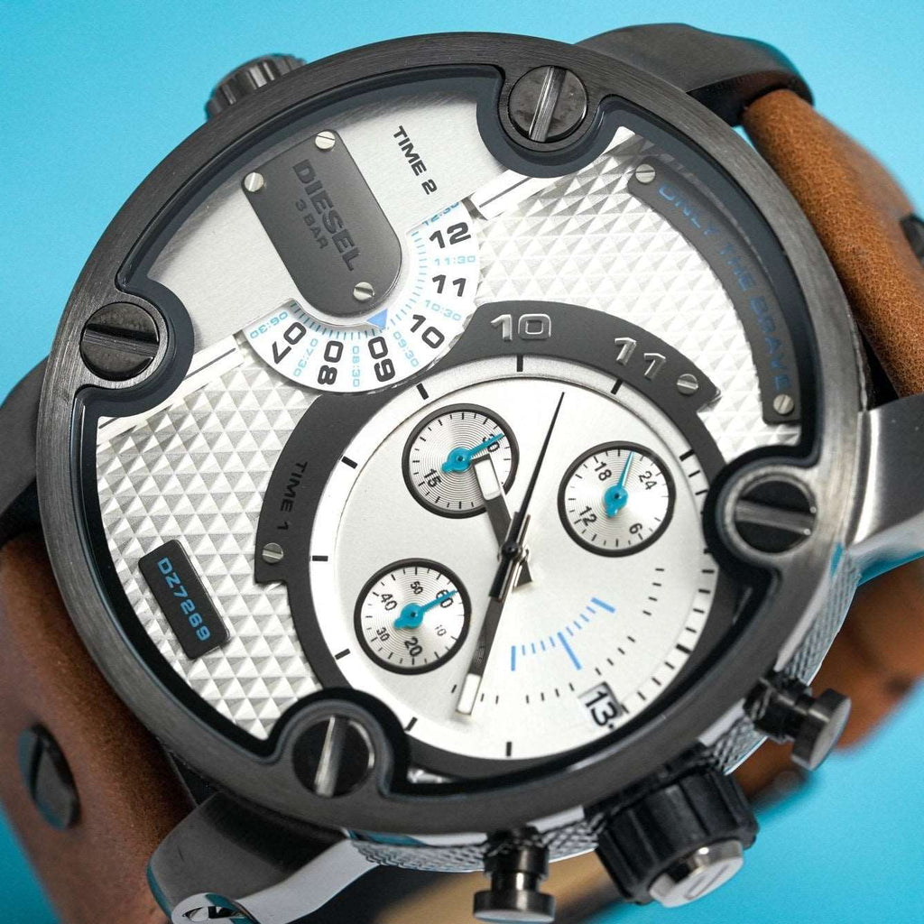 Diesel Dz7269 Men S Chronograph Little Daddy White Brown Watch