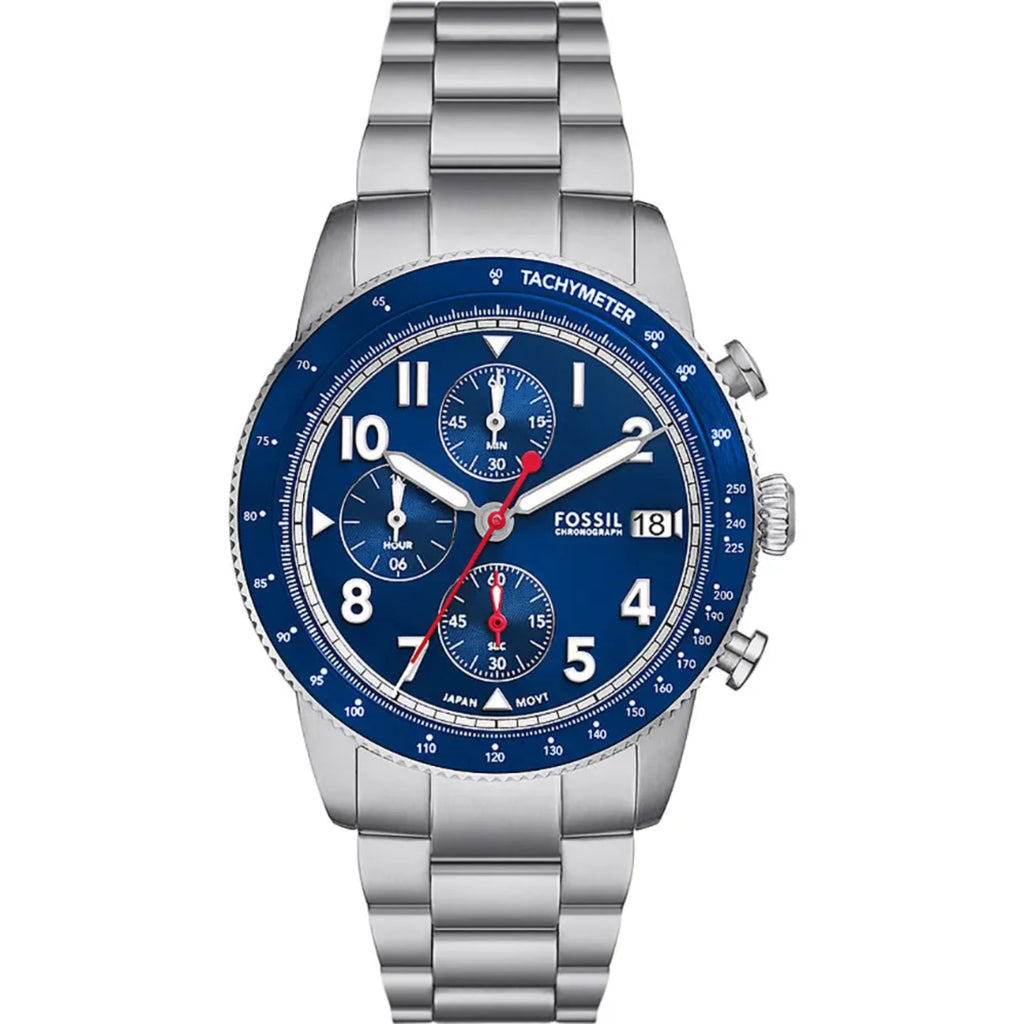 Fossil Sport Tourer Chronograph Stainless Steel Bracelet Blue Dial Men S Watch Fs6047