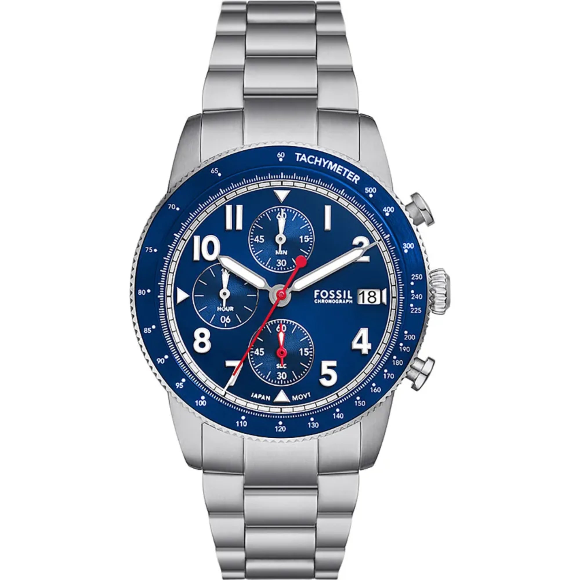 Fossil Sport Tourer Chronograph Stainless Steel Bracelet Blue Dial Men S Watch Fs6047