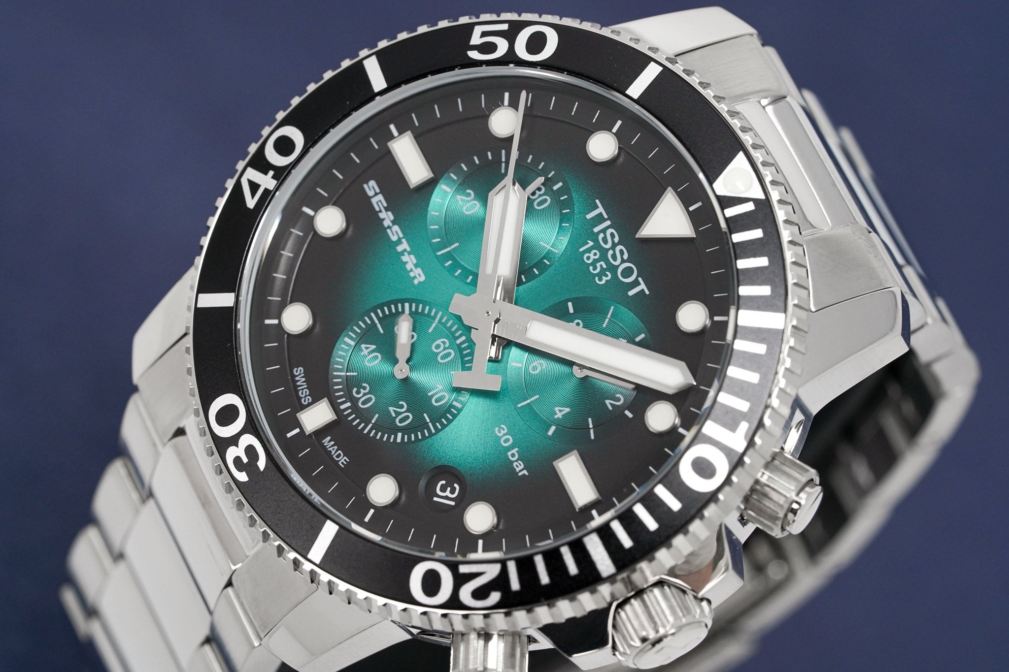 Tissot Chronograph Mens Watch Seastar 1000 Green T1204171109101