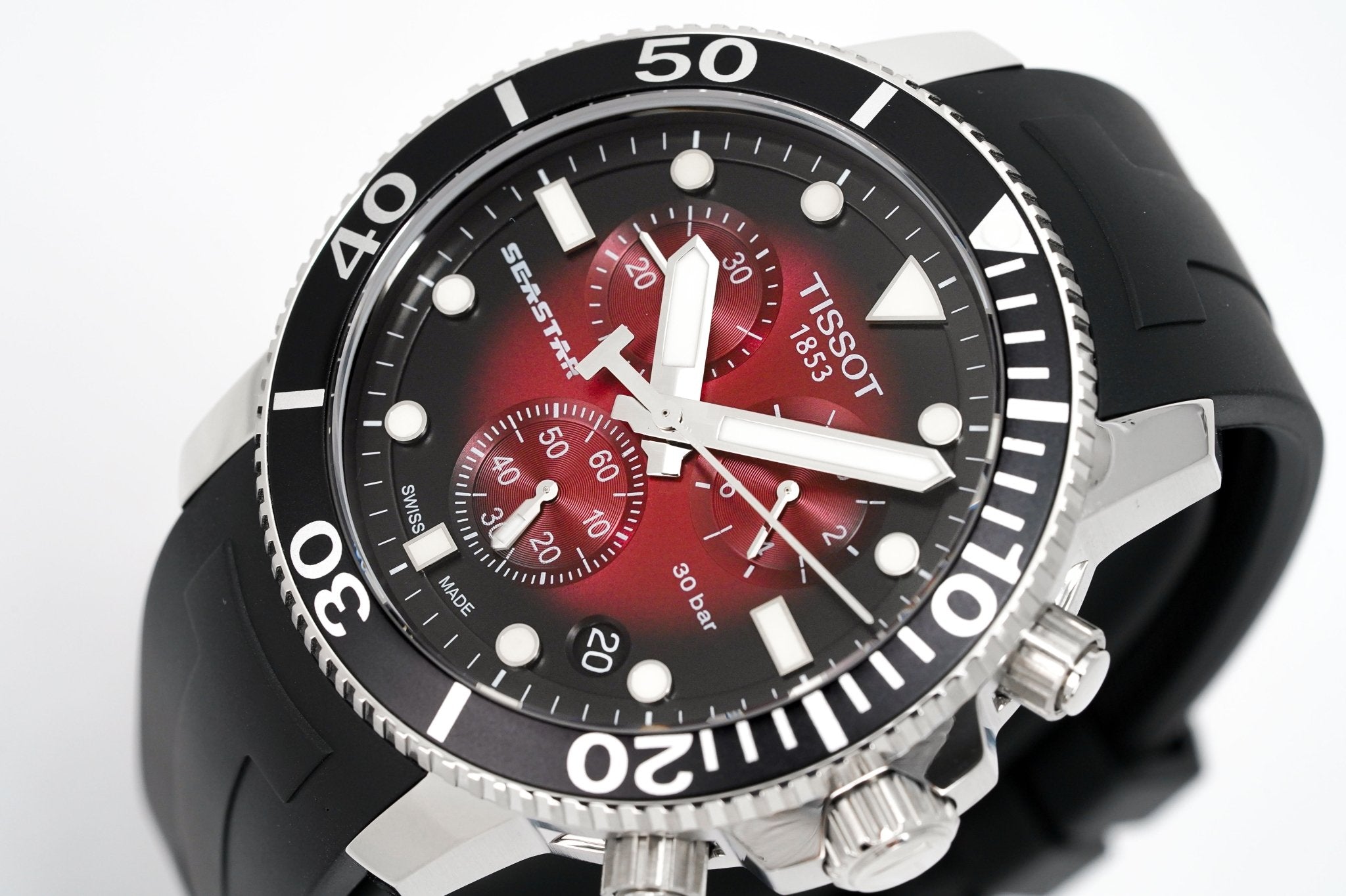 Tissot Chronograph Watch Seastar 1000 Red Rubber T12041742100